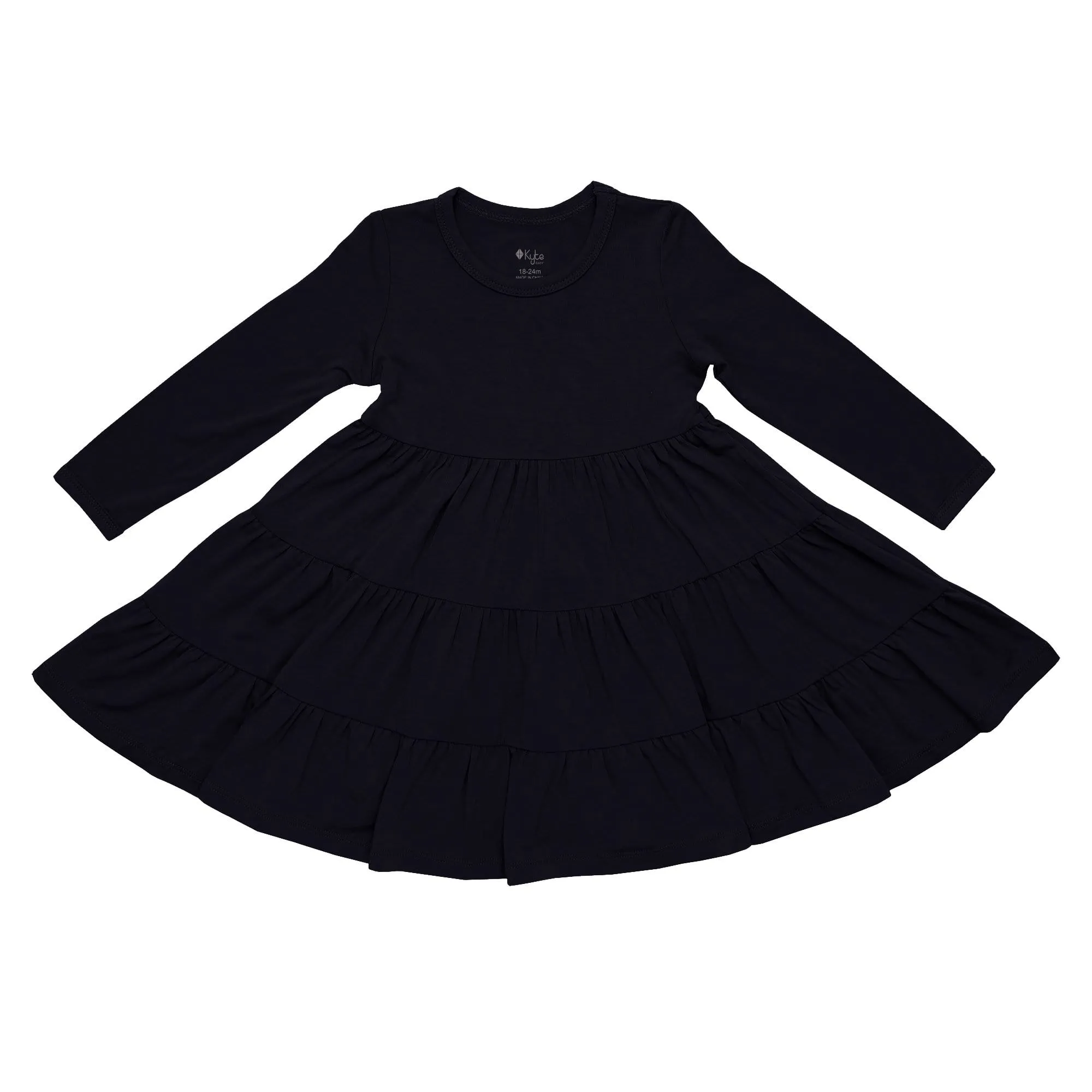 Long Sleeve Tiered Dress in Midnight