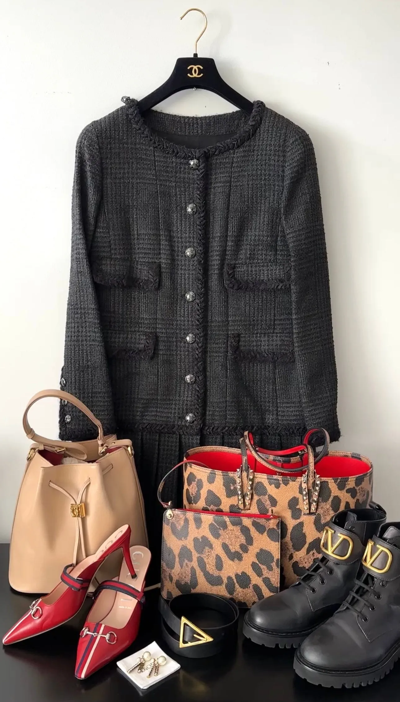 Louboutin Small Cabata Leopard and Red Lined Tote Bag