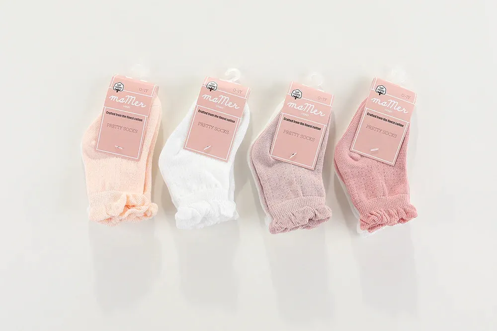 Ma Mer Frilly Crew Socks 2 pack - Pink/White