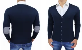 Maglione cardigan uomo casual blu scuro Slim Fit maglia pullover autunno inverno