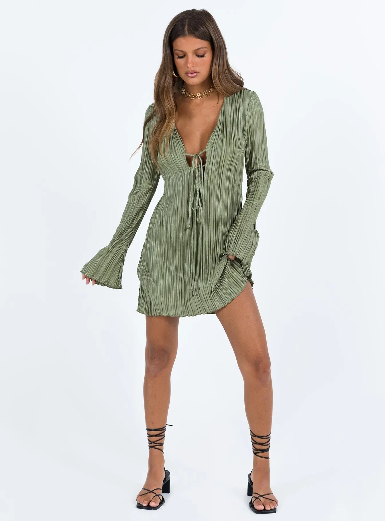 Malop Long Sleeve Mini Dress Sage