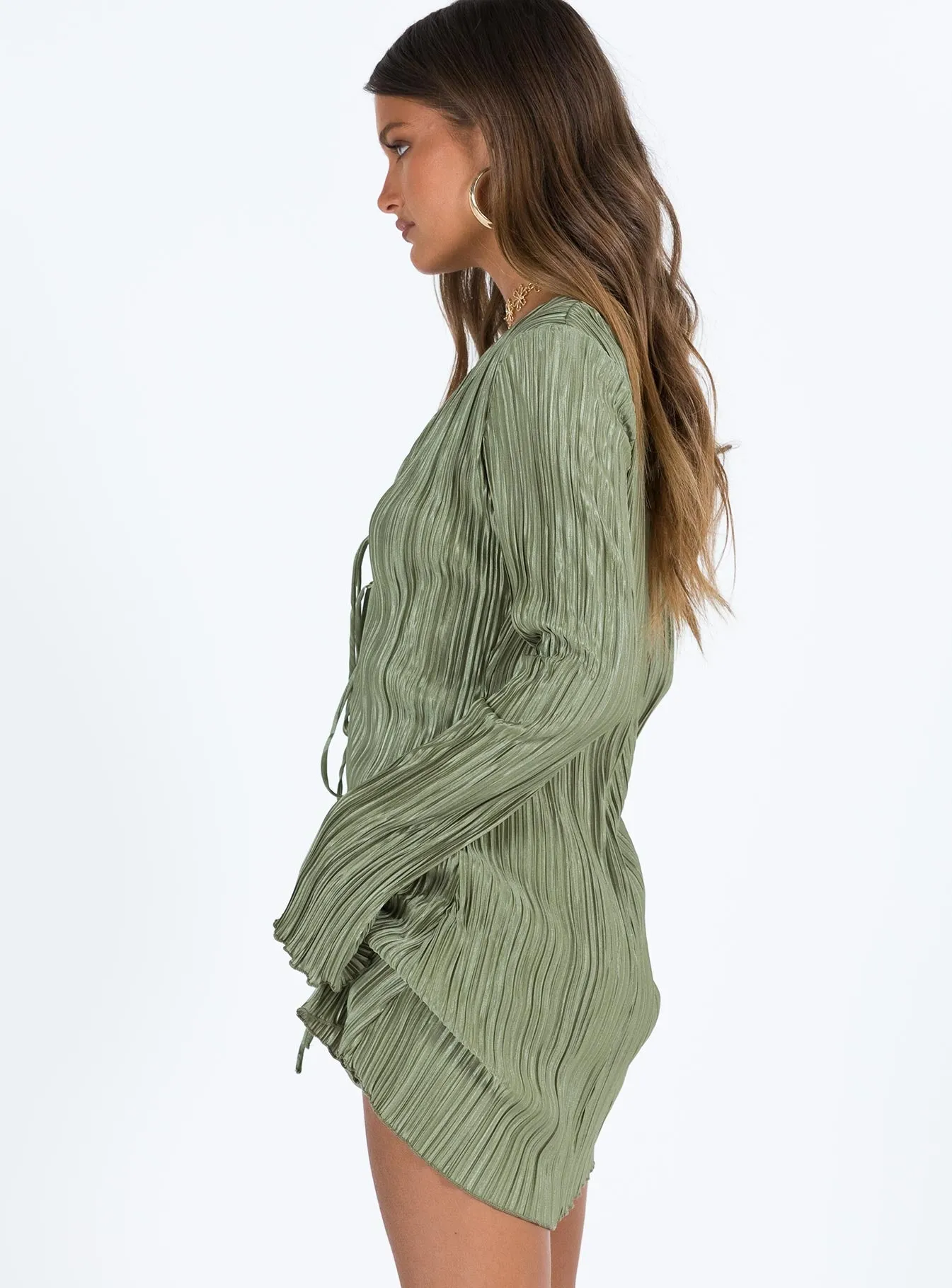 Malop Long Sleeve Mini Dress Sage