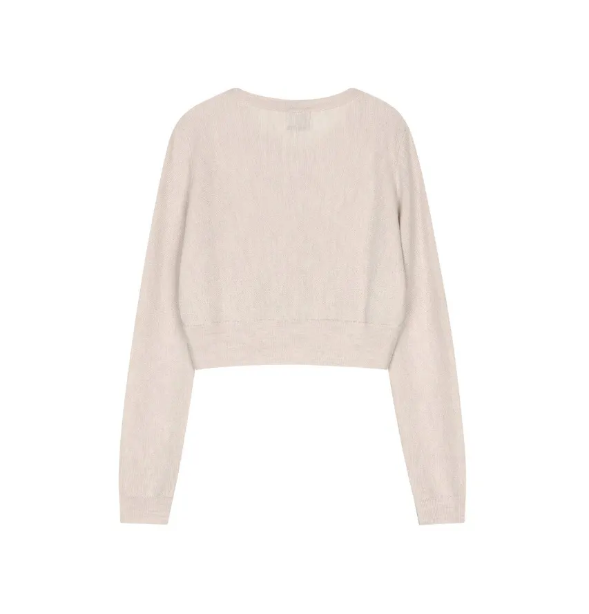 Marithe + Francois Girbaud  |[MARITHE]★W CIRCLE LOGO CROP MERINO WOOL CARDIGAN