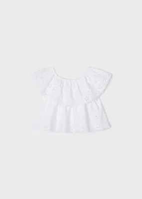 Mayoral Embroidered knit blouse for girl - White