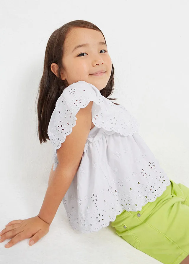 Mayoral Embroidered knit blouse for girl - White