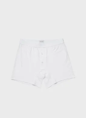 Men's Superfine Cotton Two-Button Shorts in White