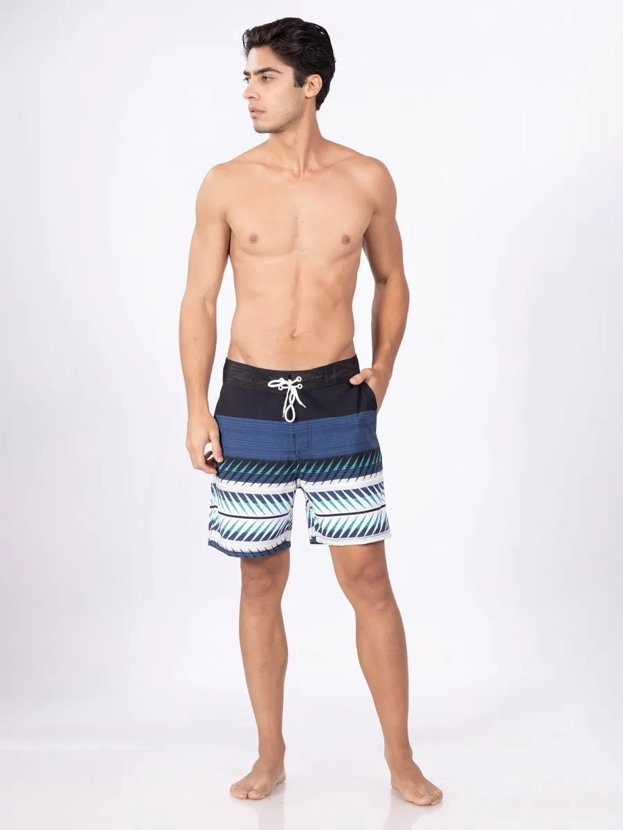 Mid-Rise Black Quick Dry Swim Shorts Men