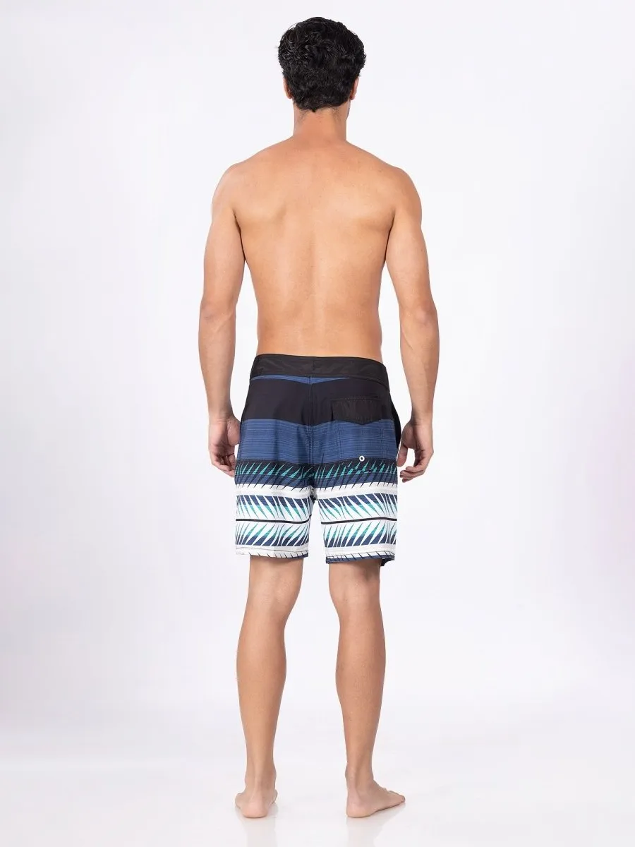 Mid-Rise Black Quick Dry Swim Shorts Men