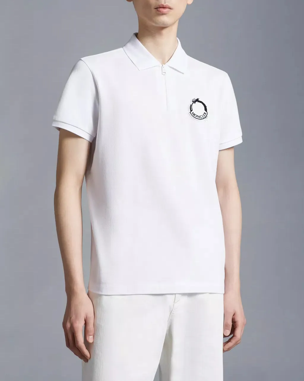 MONCLER  |Blended Fabrics Plain Cotton Short Sleeves Logo