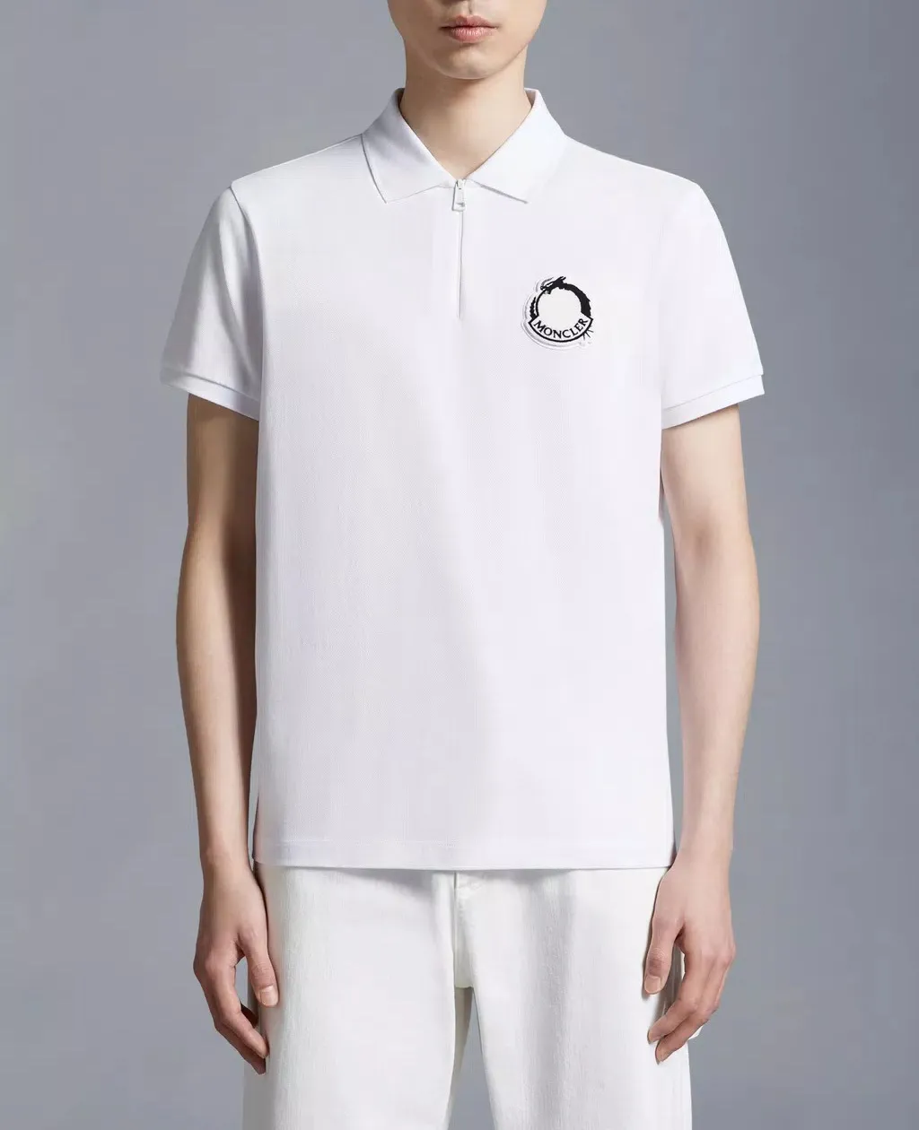 MONCLER  |Blended Fabrics Plain Cotton Short Sleeves Logo