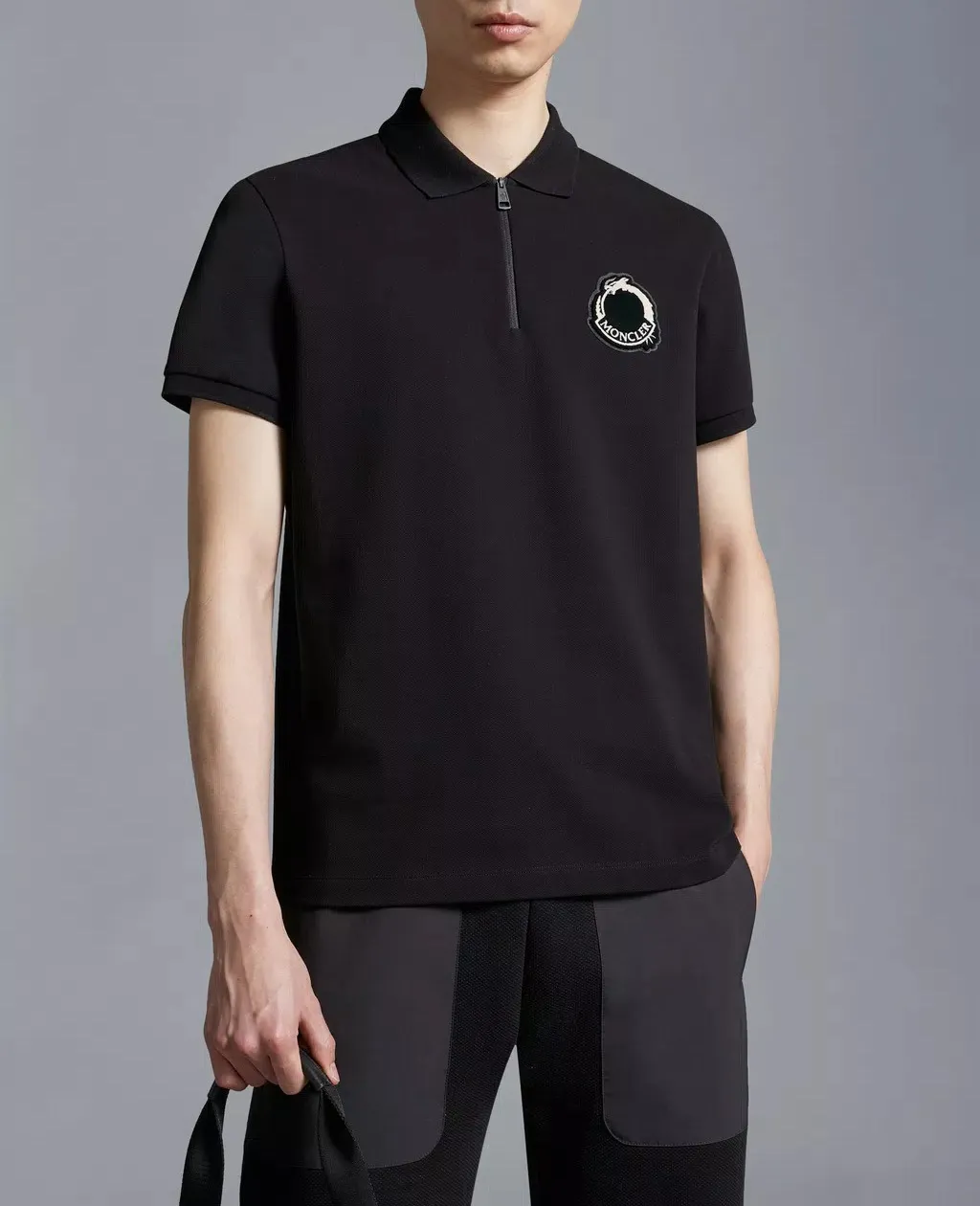 MONCLER  |Blended Fabrics Plain Cotton Short Sleeves Logo