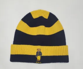 Nwt Polo Ralph Lauren  Yellow/Navy Striped Polo Bear Skully