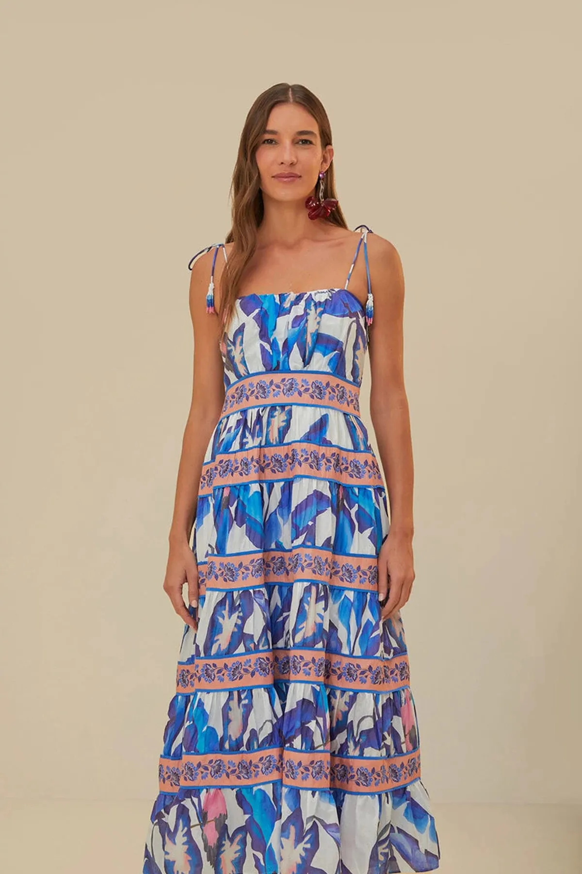 Off-White Blue Foliage Midi Dress