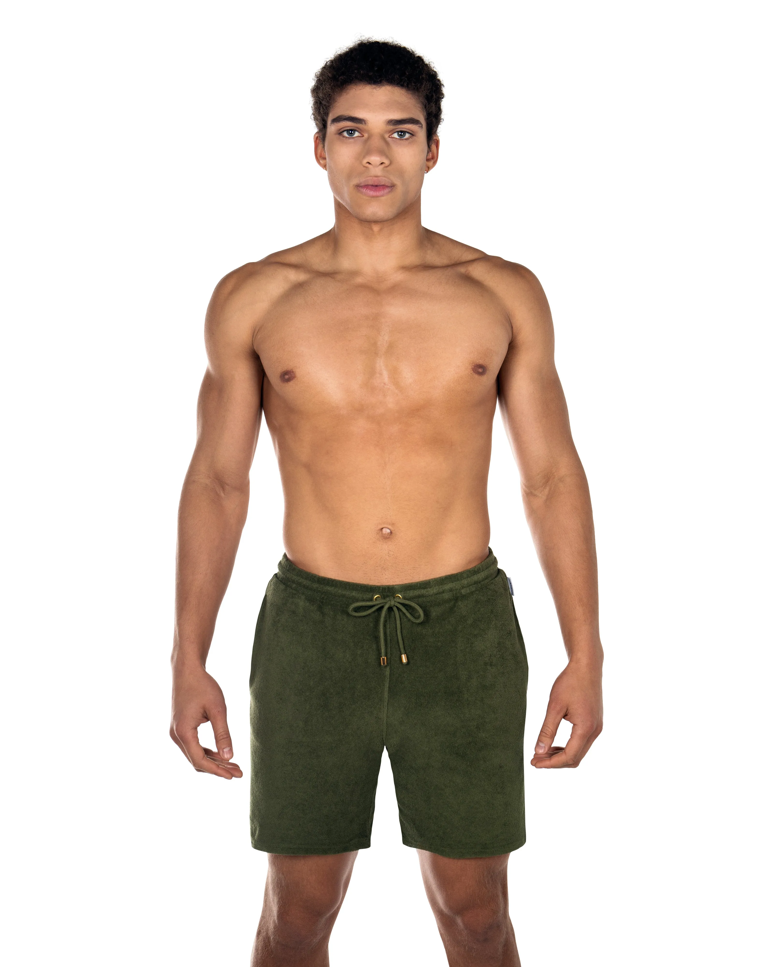 Olive Riviera Terry Shorts