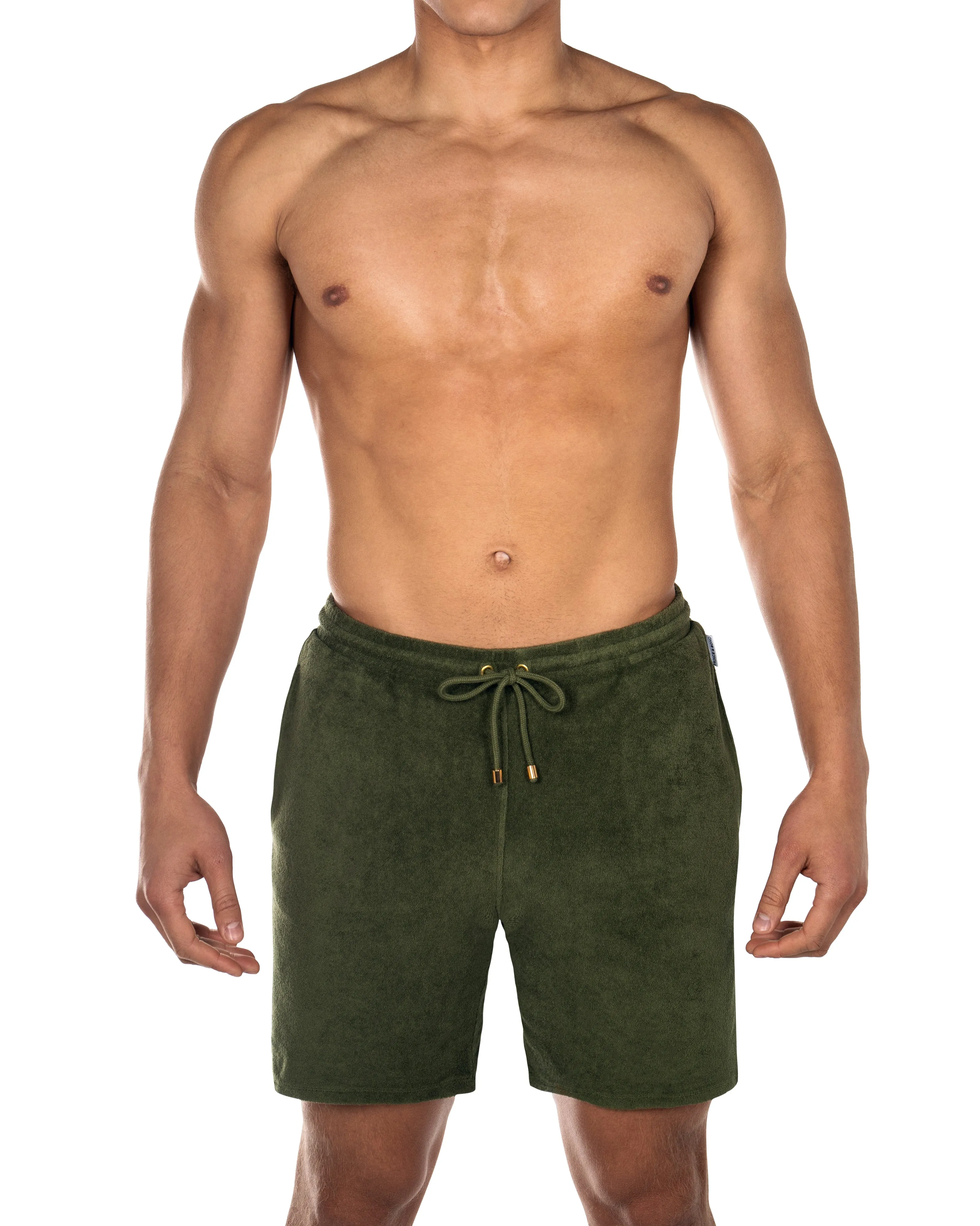 Olive Riviera Terry Shorts