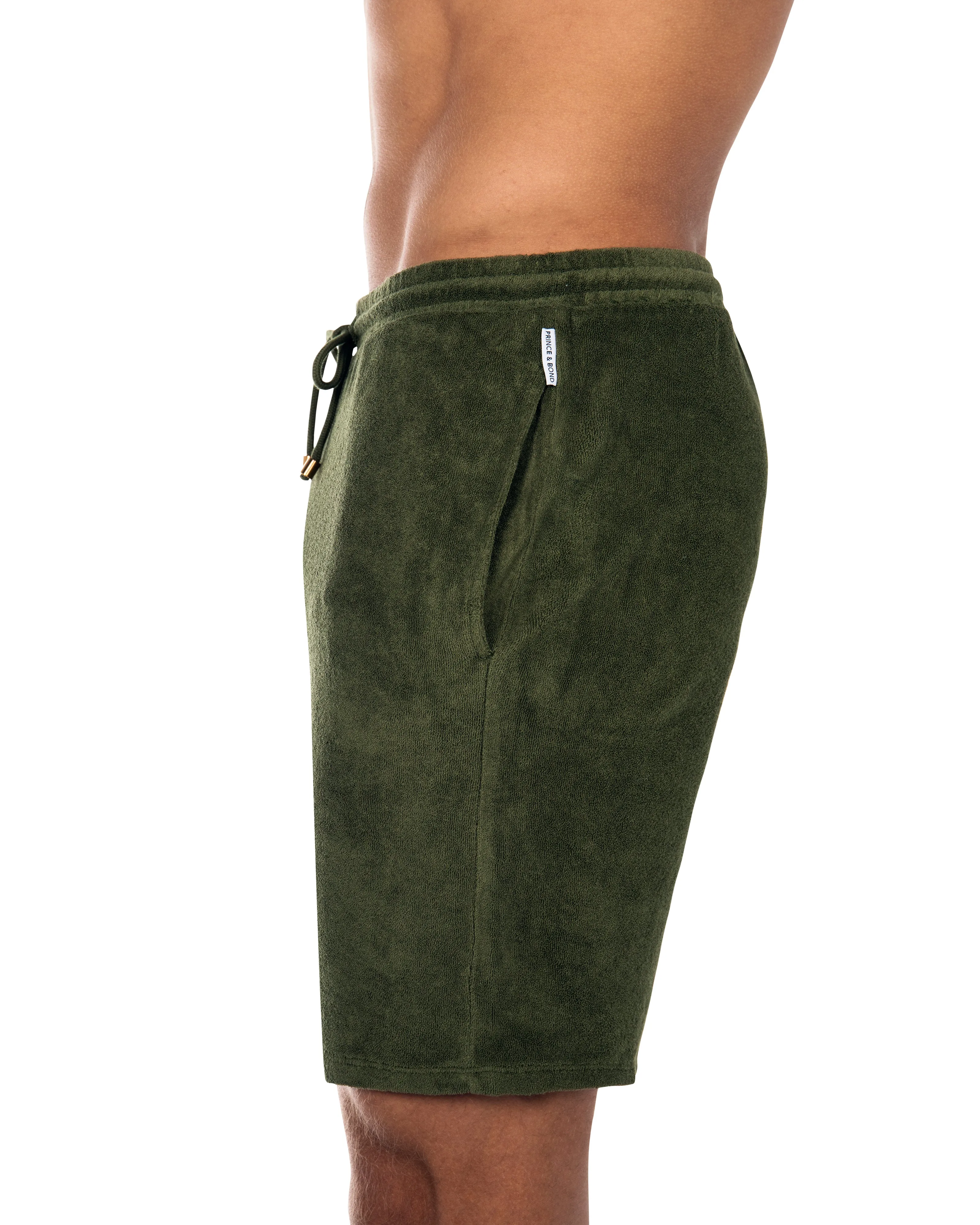 Olive Riviera Terry Shorts