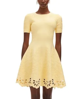 Oscar de la Renta Sleeveless Jacquard Eyelet Dress