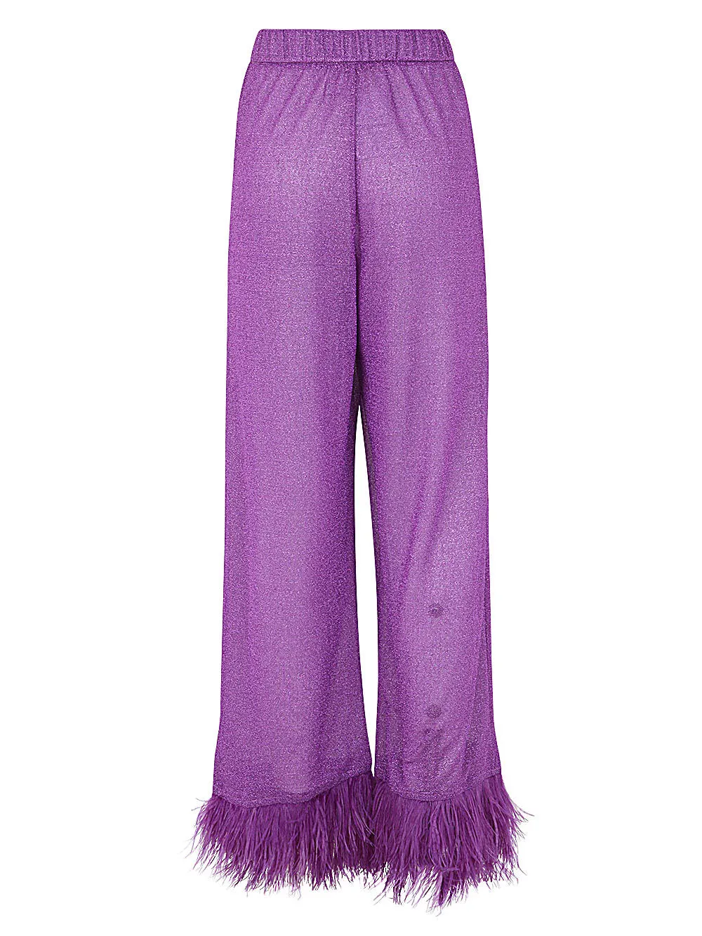 Oséree Lumière Feather-Trim Pants