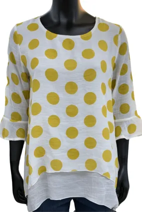 Papillon White/Gold Dots Blouse - 16015