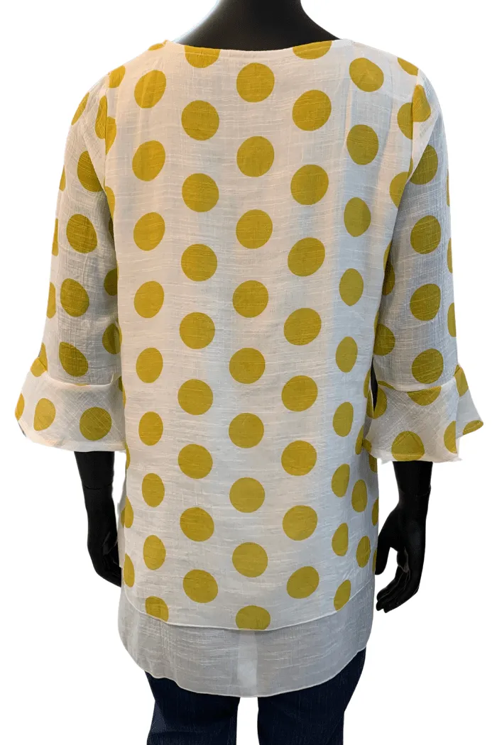 Papillon White/Gold Dots Blouse - 16015