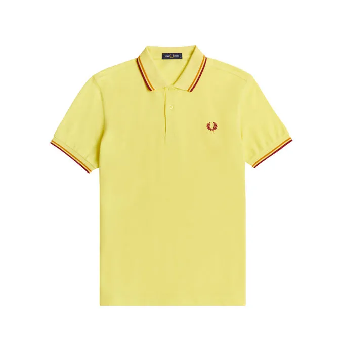 PIQUET POLO SHIRT WITH CONTRASTING INSERTS Man Limelt Gold Clare