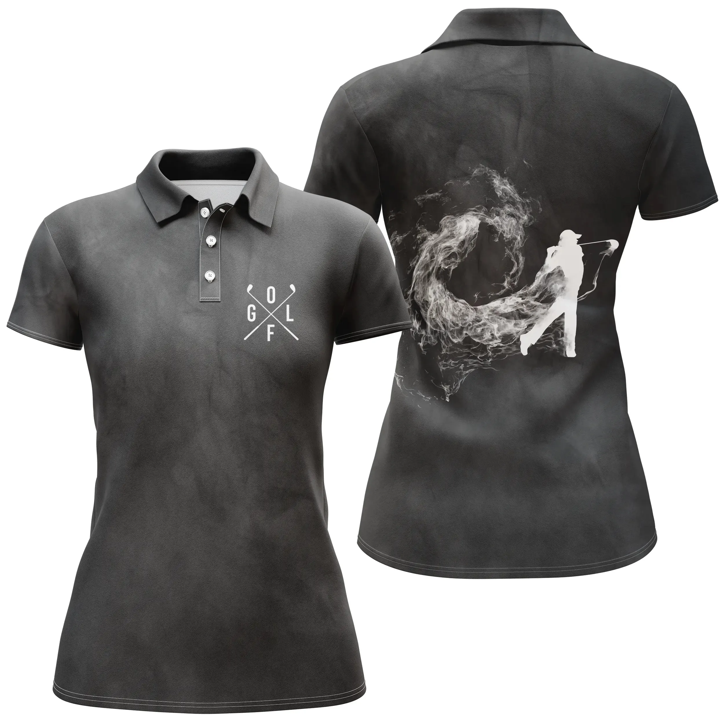 Polo de Golf Premium Fond de Fumée, Cadeau Original Pour Fans de Golf, Polo de Sport Noir et Blanc - CTS19052223