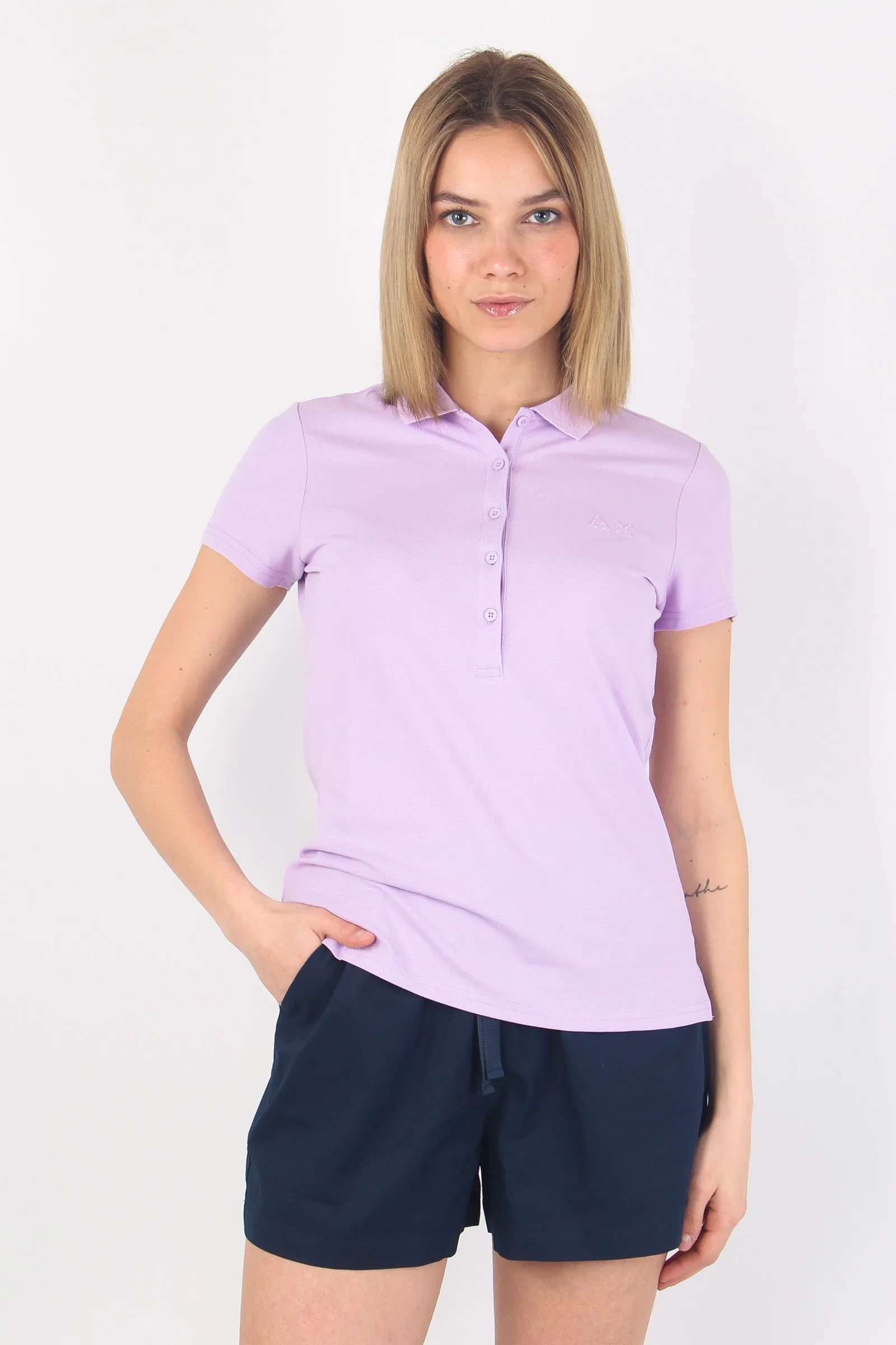 Polo Piquet Logo Lurex Lilla