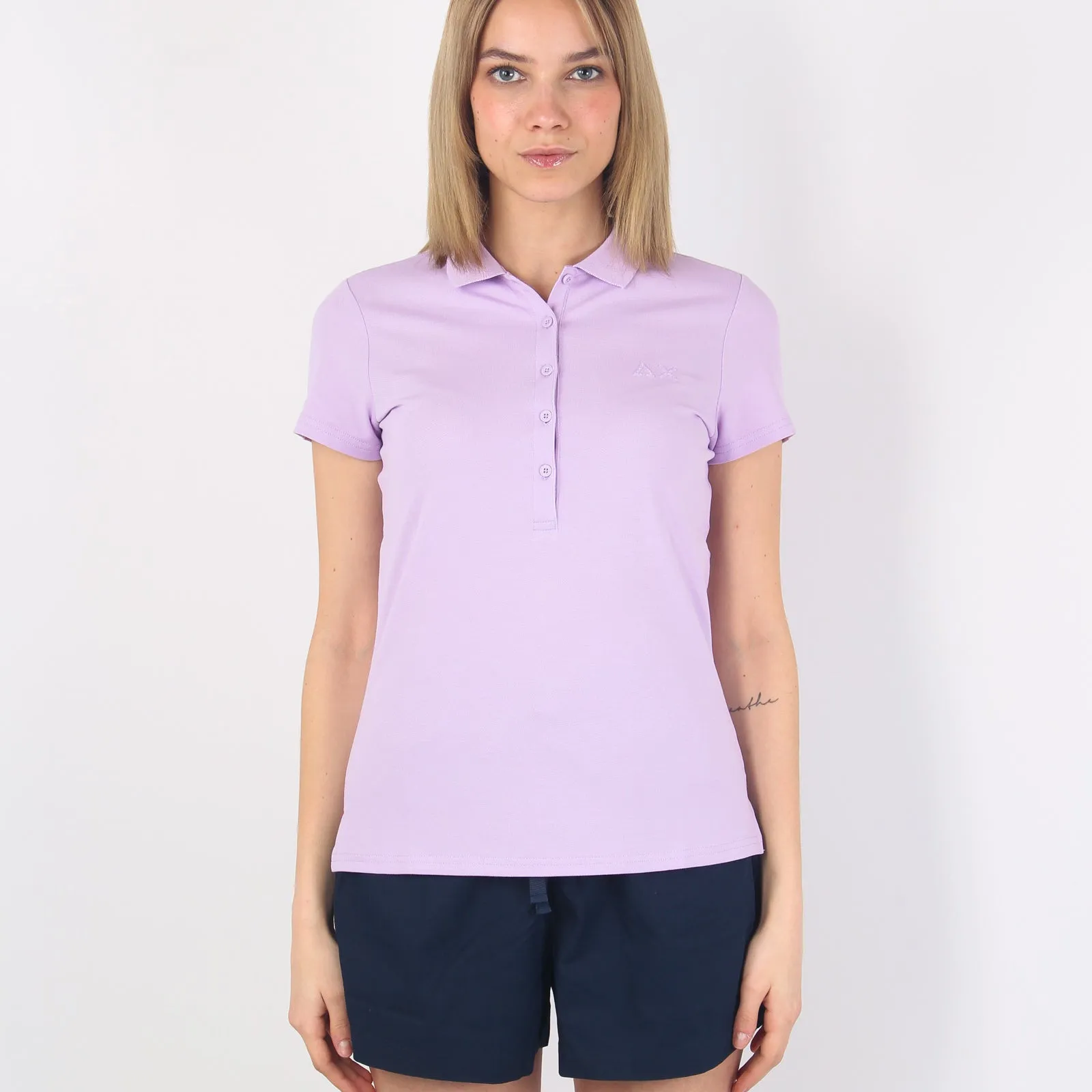 Polo Piquet Logo Lurex Lilla