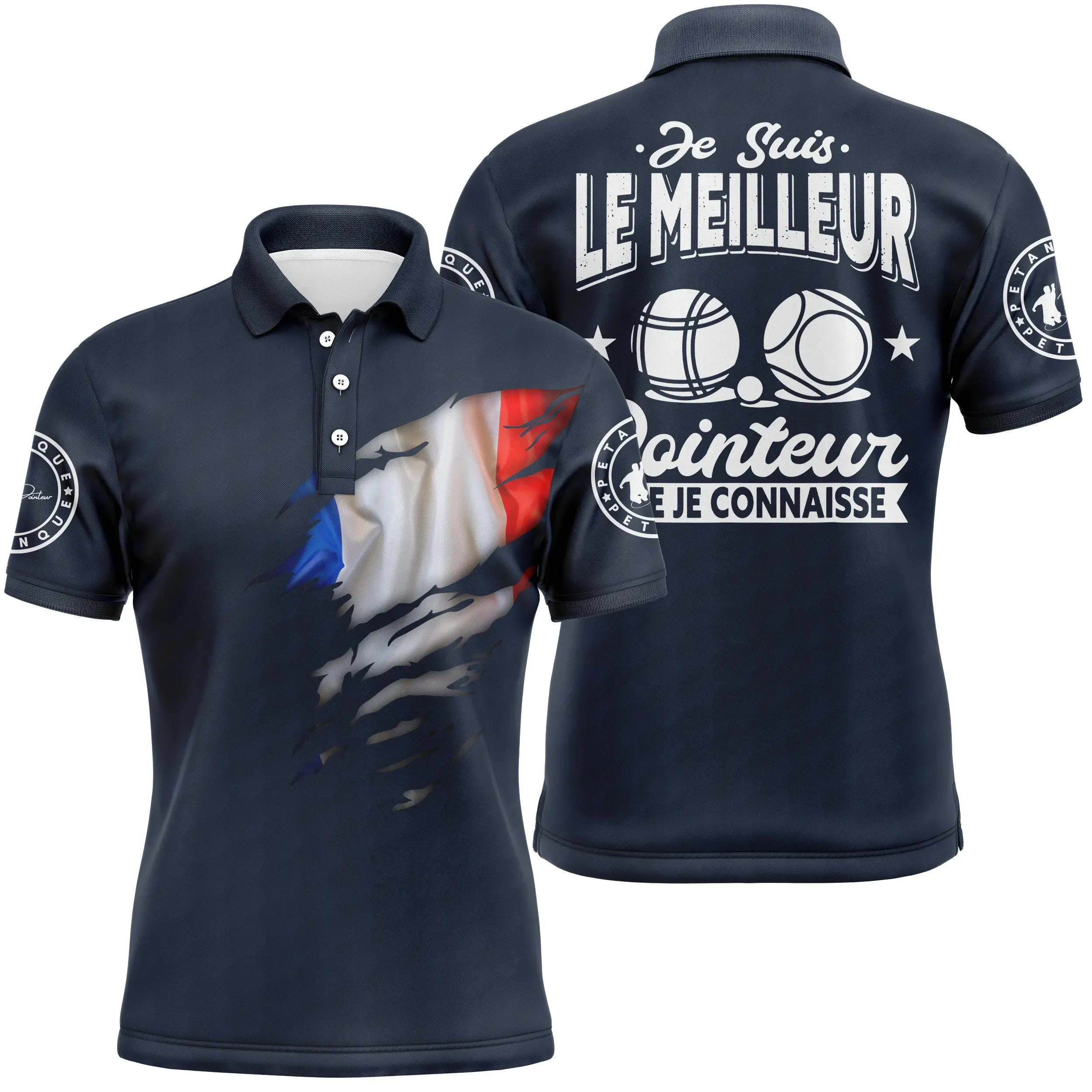 Polo Pétanque, Cadeau Humour Bouliste, Drapeau France, Le Meilleur Pointeur - CT22122211