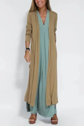 Pullover V-Neck Long Dress Loose Sleeve Cardigan Two Pieces Set