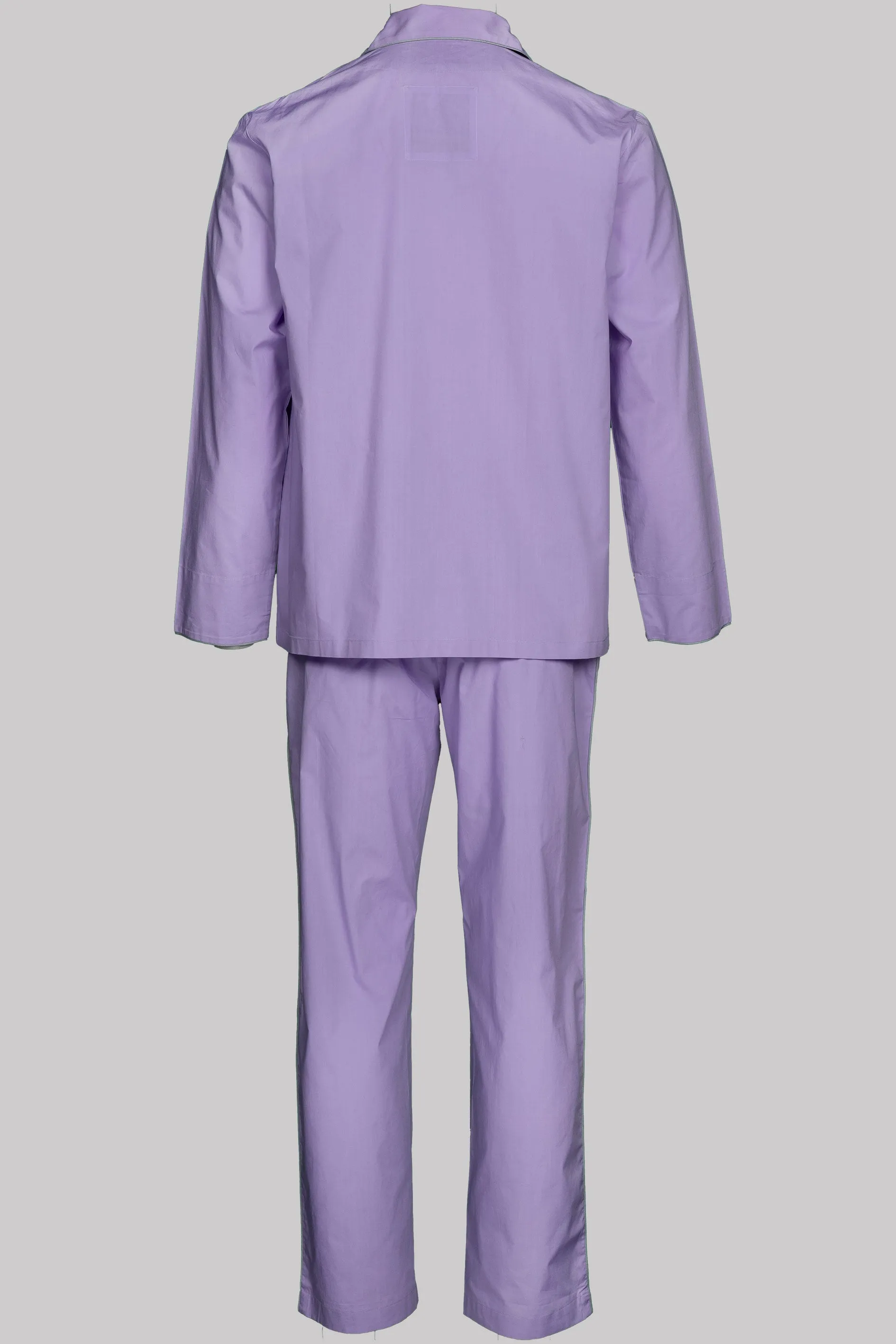 PYJAMA LAVENDERGRAY with  braiding 100% COTTON Popeline fabric-dyed