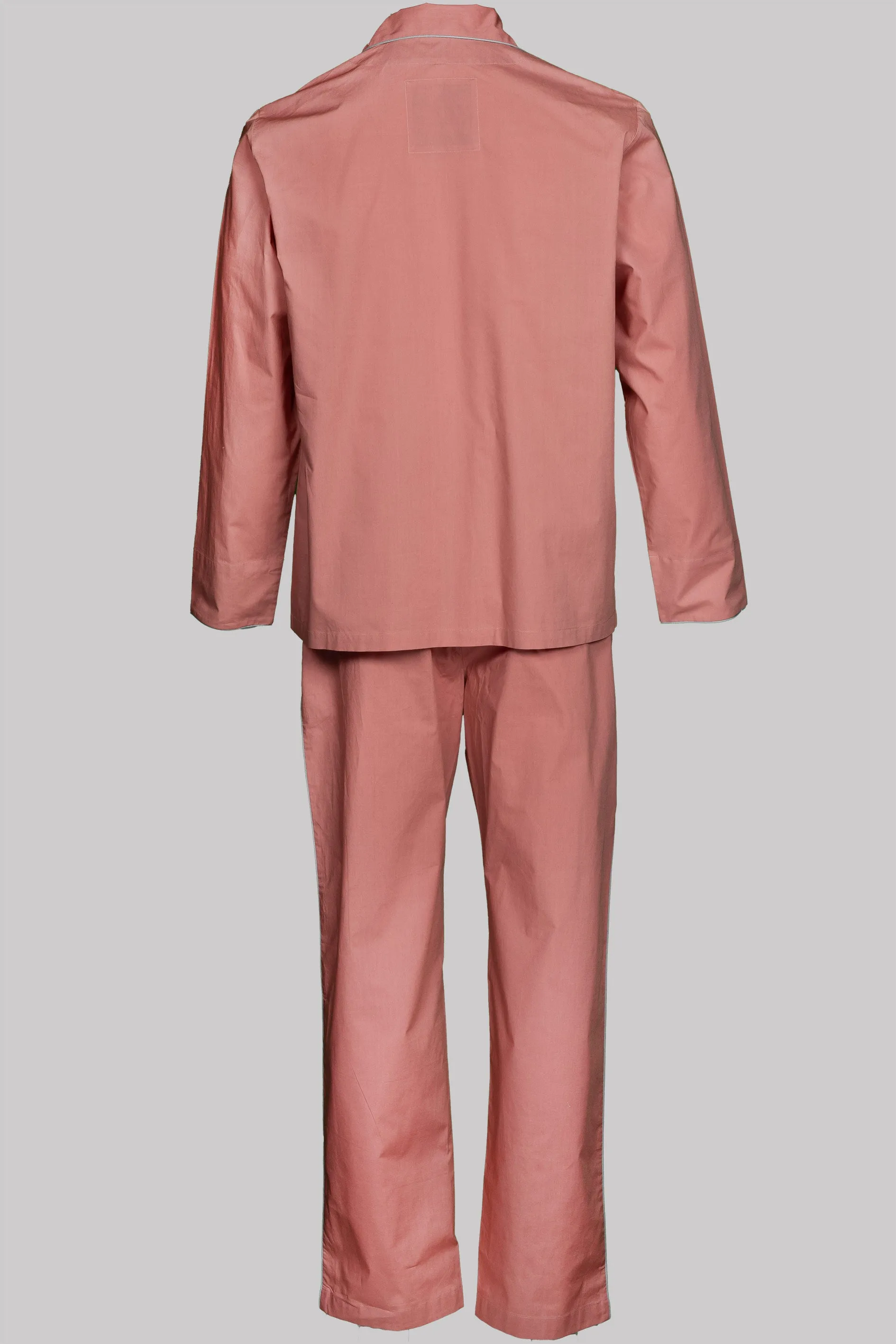 PYJAMA TERRACOTTA with  braiding 100% COTTON Popeline fabric-dyed