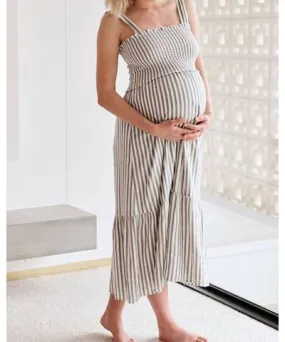 Ripe Ollie Striped Smocked Maternity Dress