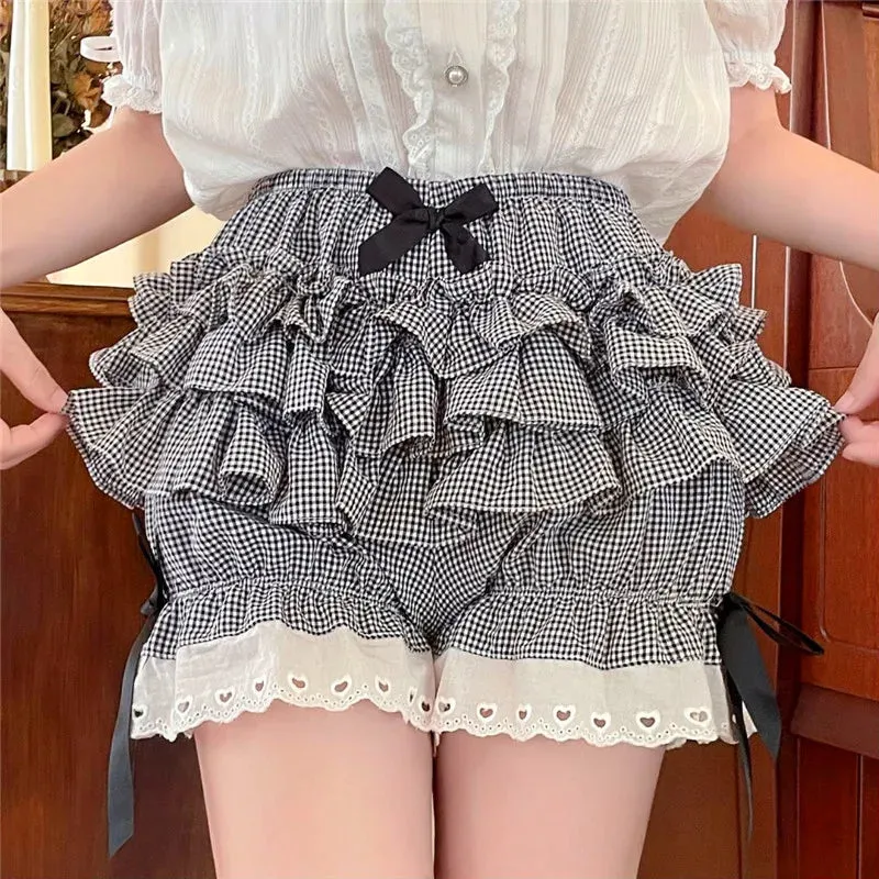 Ruffled Gingham Lolita Bloomer Shorts