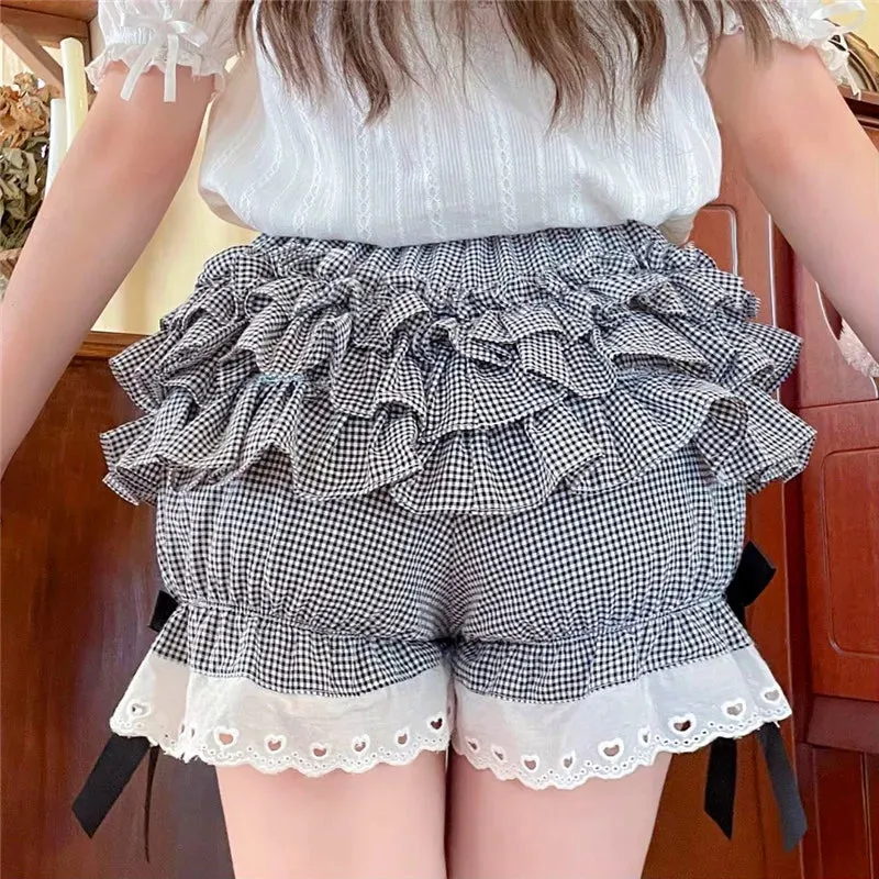 Ruffled Gingham Lolita Bloomer Shorts