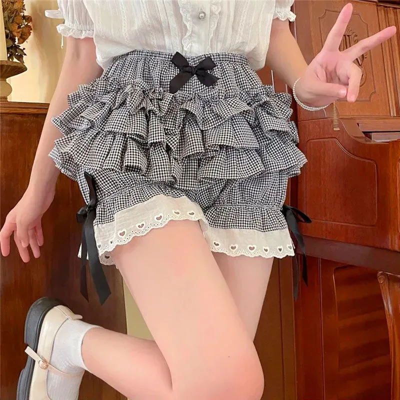 Ruffled Gingham Lolita Bloomer Shorts