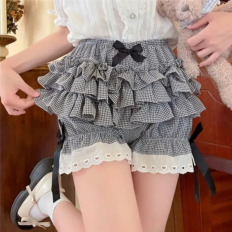 Ruffled Gingham Lolita Bloomer Shorts