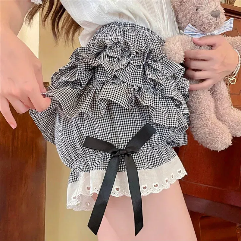 Ruffled Gingham Lolita Bloomer Shorts