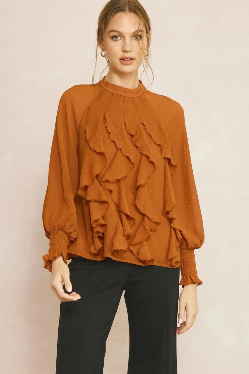 Rust Ruffles Blouse