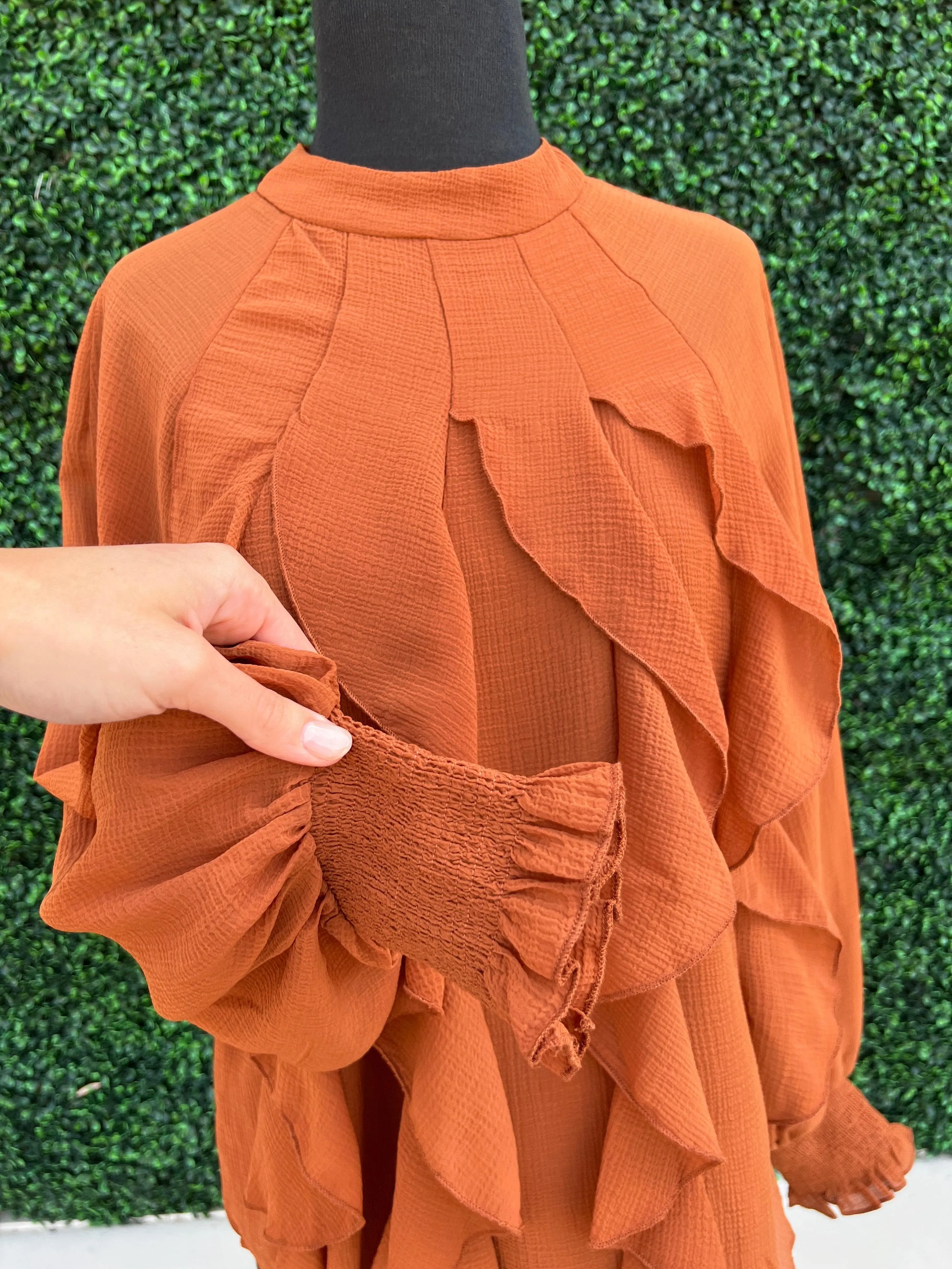 Rust Ruffles Blouse