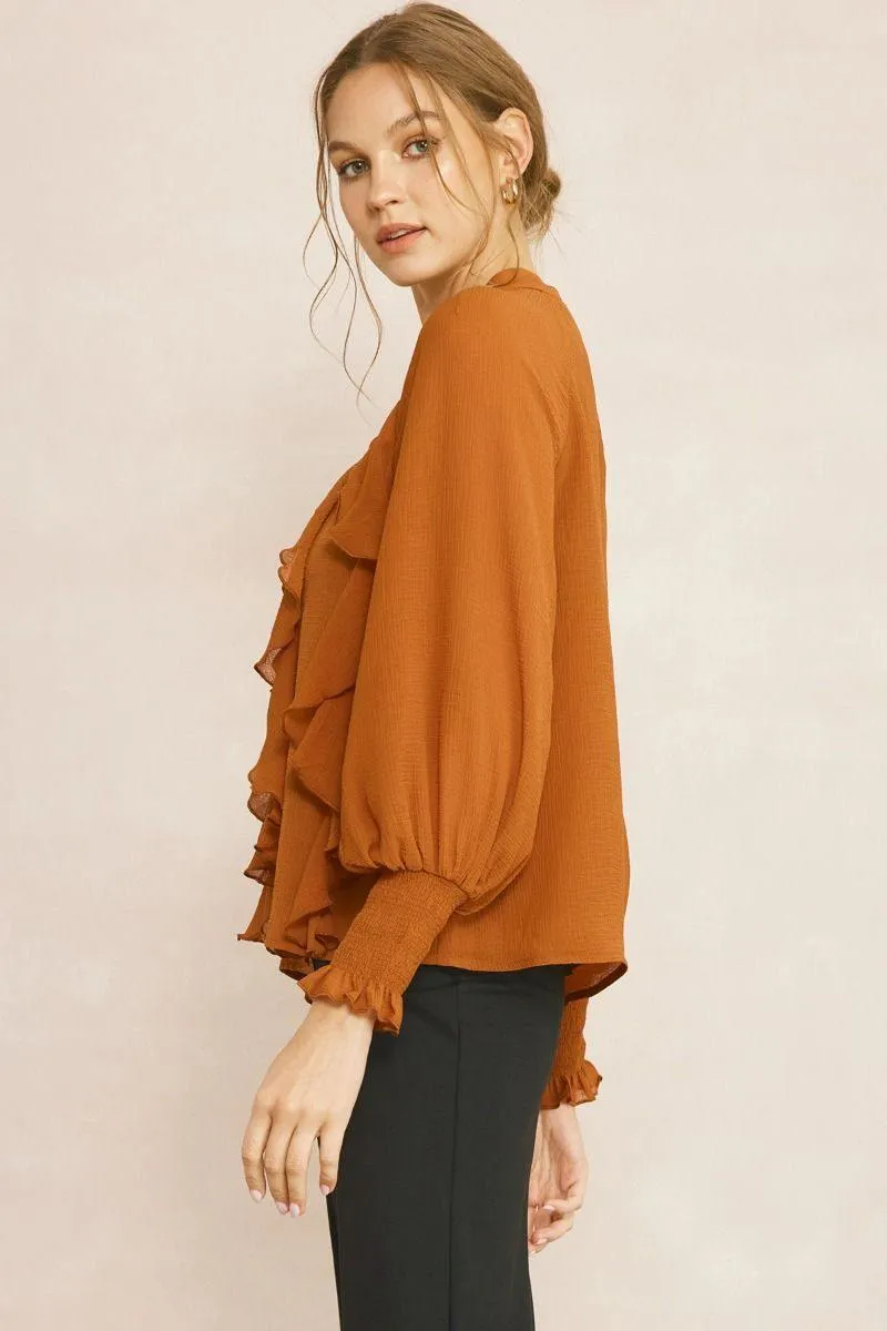 Rust Ruffles Blouse