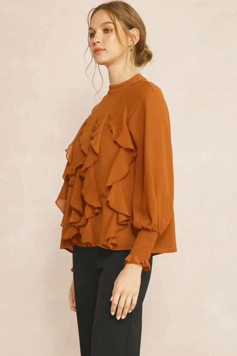 Rust Ruffles Blouse