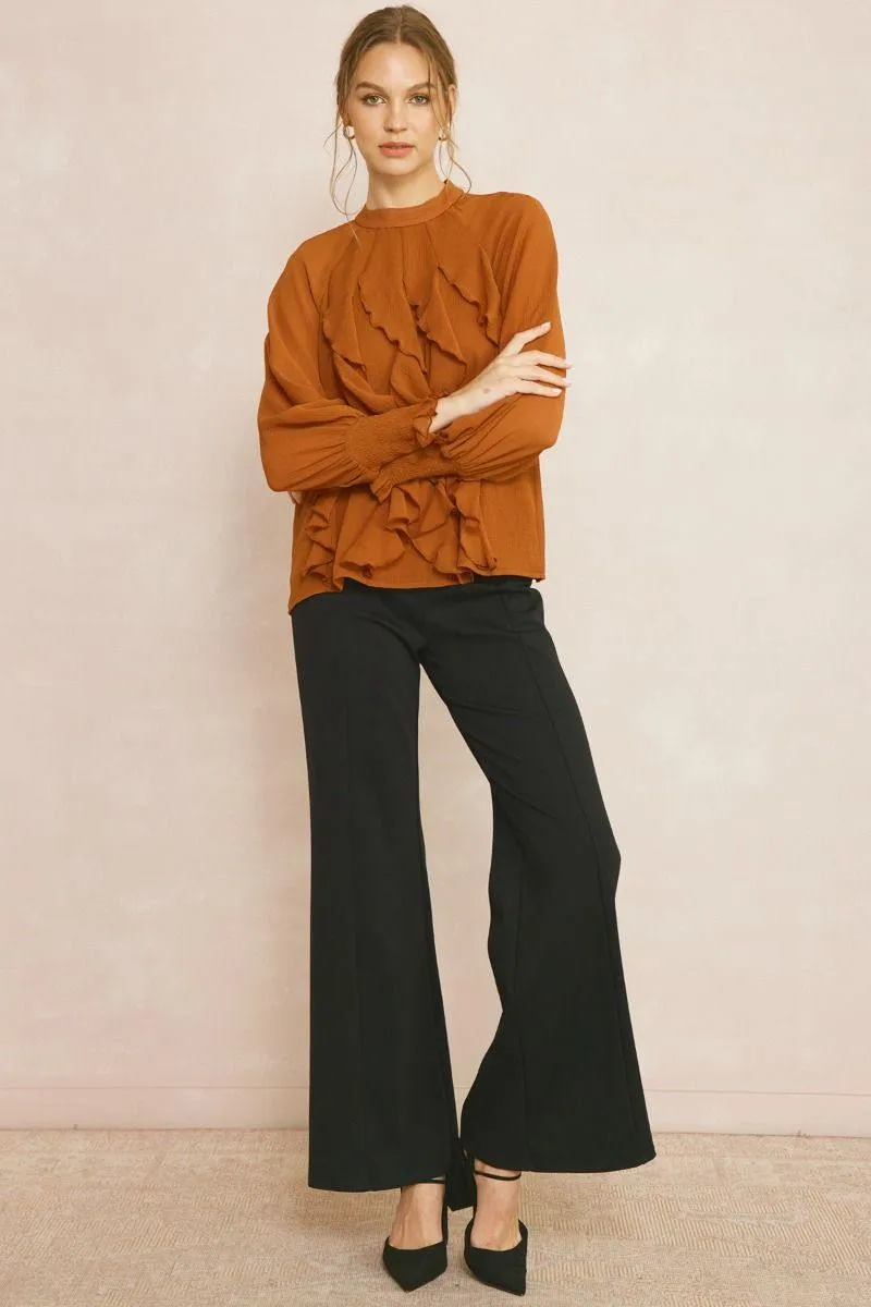 Rust Ruffles Blouse