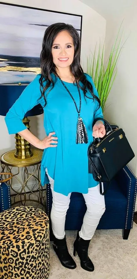 S-M *Turquoise Scoop Tunic