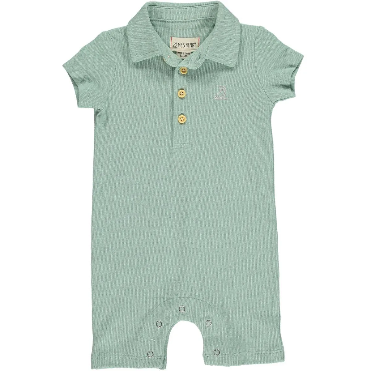 Sage Pique Collared Polo Romper