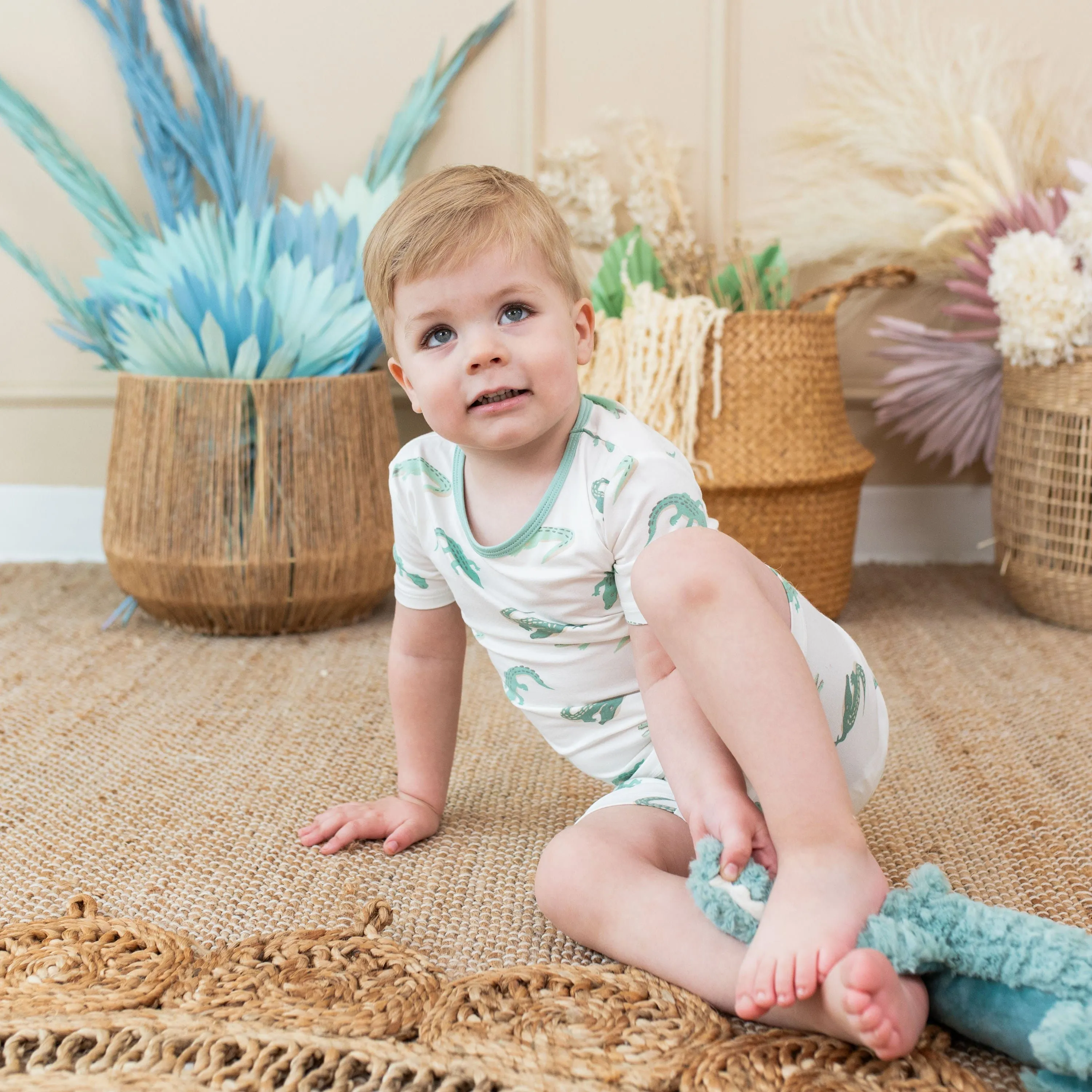 Short Sleeve Pajamas in Crocodile