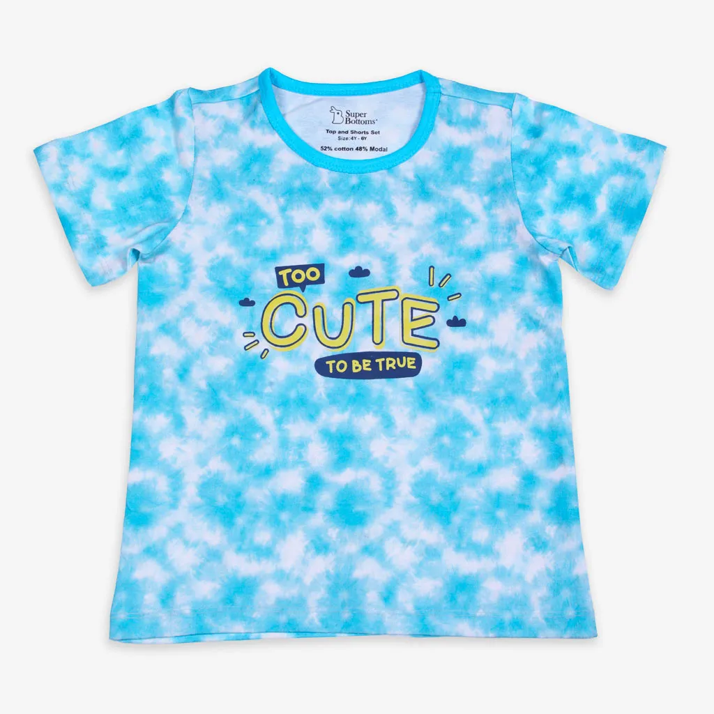 Short Sleeve Top & Shorts Set - Tie-Dye Blue - 1-2 years