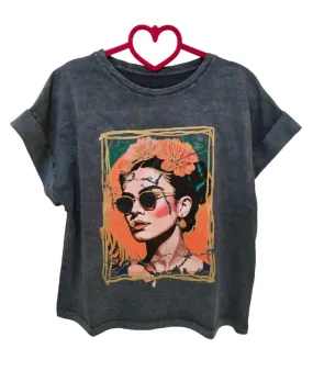 T-shirt Stone Wash 100% cotone, FRIDA!