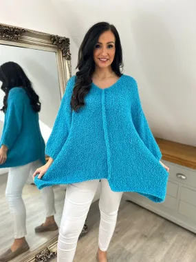 Teal Popcorn Reverse seam Knit Jumper Morgan