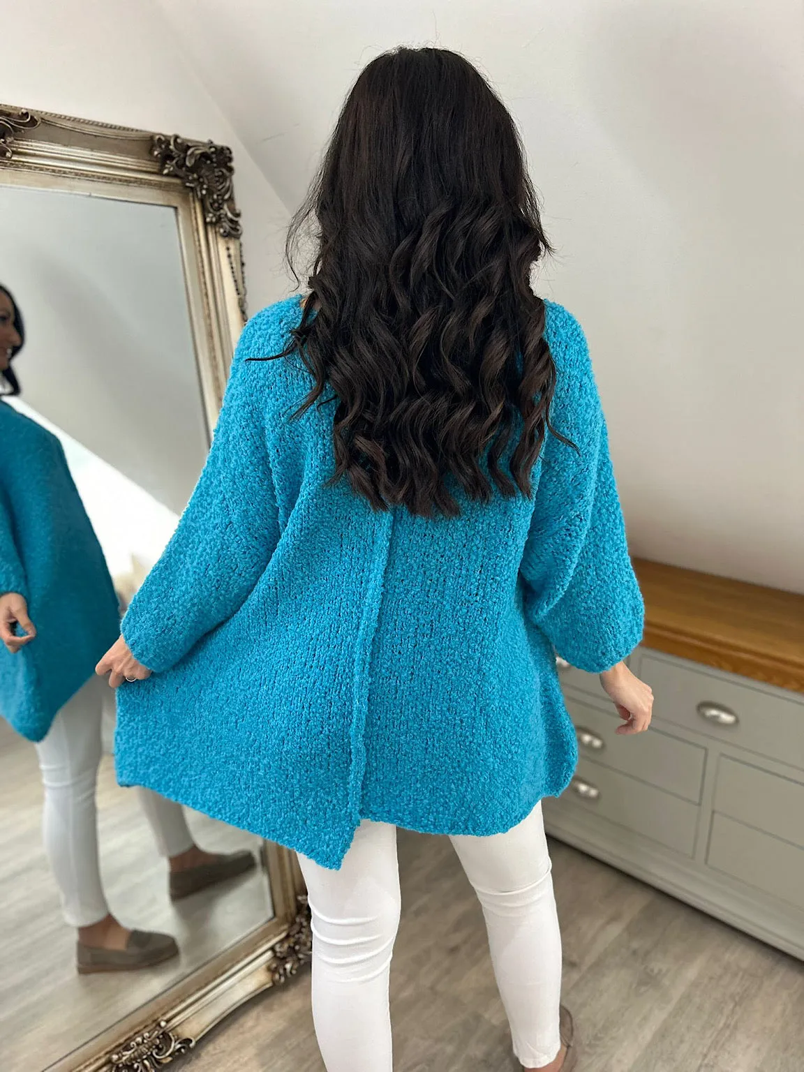 Teal Popcorn Reverse seam Knit Jumper Morgan